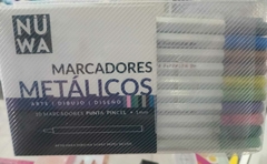 Marcadores NUWA punta pincel metalicos x 8