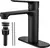 Grifo de baño negro de una sola manija MARCA NICTIE, grifo de lavabo de baño negro mate de un solo agujero, moderno grifo de baño de un solo orificio