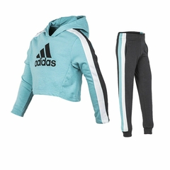 CONJUNTO CON CAPUCHA ADIDAS COLORBLOCK- TURQUESA