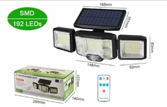 LAMPARA SOLAR 3 CABEZAS 192 LED + CONTROL