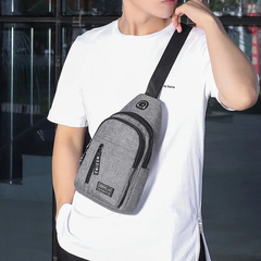 Bolso pequeño de lona con cremallera para hombre, bolsa de pecho de Color sóli en internet