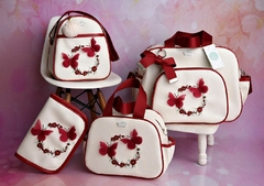KIT BOLSA MATERNIDADE LUXO BORDADO BORBOLETA 3D (4 PEÇAS) - comprar online
