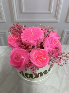 Bouquete Flores Velas en Caja Redonda - tienda online