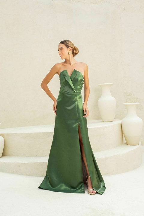 Vestido Cida Verde Oliva Escuro