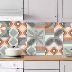 Lamina Azulejos Autoadhesivos Simil Calcareos naranjas 1,20x0,60 M