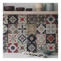 Lamina Azulejos Estilo Calcareos Autoadhesivos 1,20x0,60 Mts tostados y negros