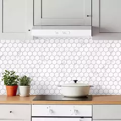 Lamina Azulejos Autoadhesivos Hexagonales Mármol 1.25X0.60 MTS