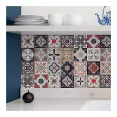 Lamina Azulejos Estilo Calcareos Autoadhesivos 1,20x0,60 Mts tostados y negros - comprar online