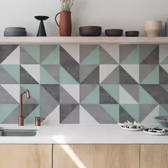 Lamina vinilo Autoadhesiva Cocina Simil Azulejos Triangulares 1.2x060 mts
