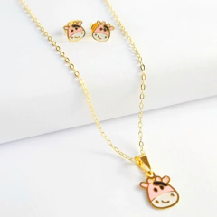 Conjunto Colar e Brinco Vaquinha