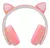 Audífonos gamer Necnon NBH-07 orejas de gato LED rosa vista frontal
