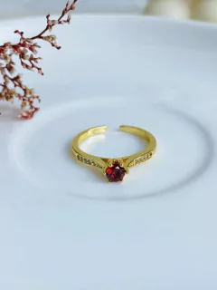 Anillo – Circón naranja sencillo