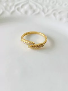 Anillo Dobles espigas perlada