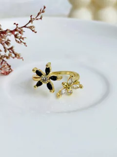 Anillo – Flor estrella negro