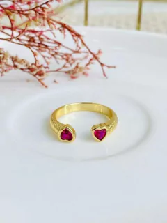 Anillo mini corazones fucsia