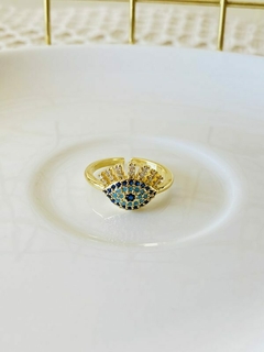 Anillo ojo azul brillante