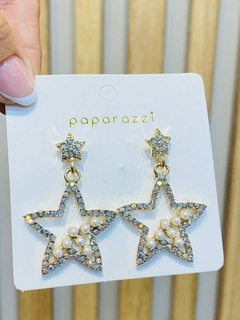 Aretes brillantes estrella perlada