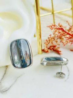 Aretes Placa lisa plateada.