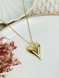 Cadena – Corazón alargado dorado