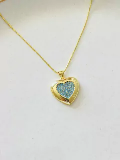 Cadena corazón chunky circón azules