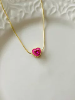 Cadena Corazón Fucsia Circón