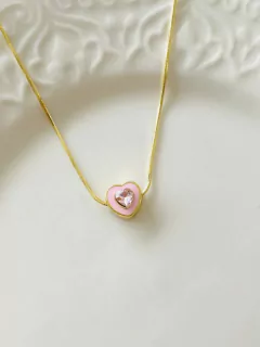 Cadena Corazón Rosa Circón