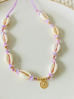 Choker conchas - hilo rosado
