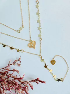 Collar corazón y estrellas