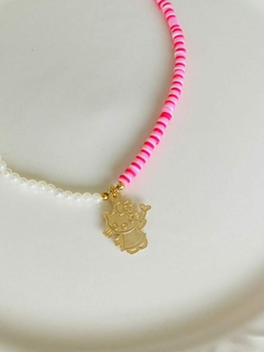 Collar Infantil rosa con perlita hello kitty