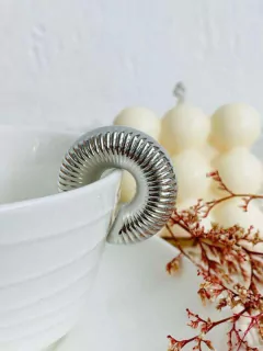 Earcuff – Chunky acanalado plateado