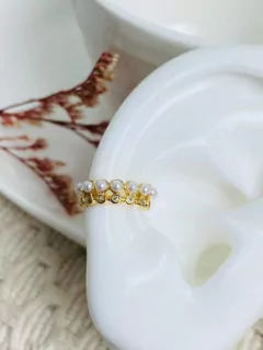 Earcuff Doble perlita Circón