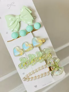 Pinzas moño verde