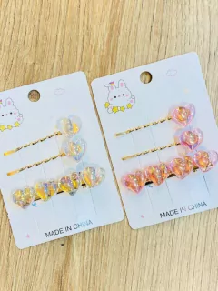 Pinzas X3 Corazón nácar