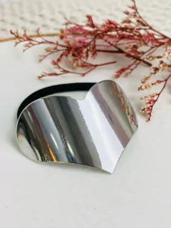 Pony cuff Corazón plateado angosto