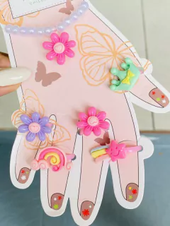 Pulsera-Anillosx5 Flores