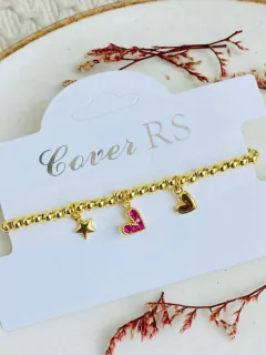 Pulsera Balines corazón fucsia