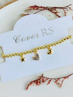 Pulsera Corazón perlas moradas