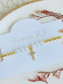 Pulsera Cruz perlada