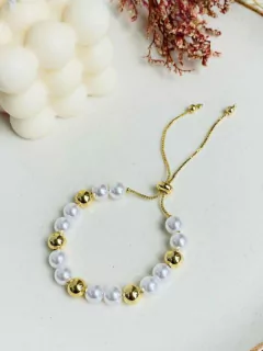 Pulsera – Dos perlas y un balín