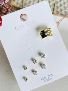 Set con Earcuff circones blancos