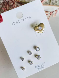 Set con Earcuff Corazón con circón