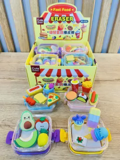 Set de borradores en caja- comida rapida