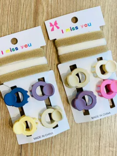 Set de pinzas redondas X4 con moñas