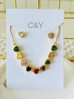 Set de Rodio Cristal Corazón - comprar online