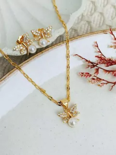 Set Mariposita circones con perla