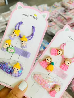 Set pinzas con moñas princesas