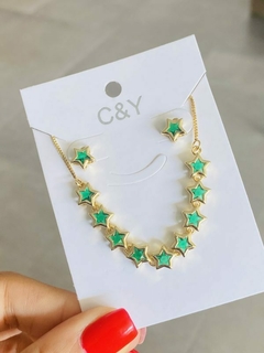Set Rodio Cristal Estrellas doradas