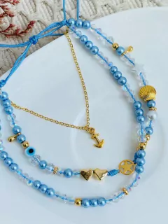 Tobillera azul claro con ancla