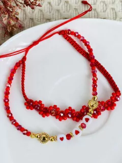 Tobillera – Roja con margaritas.