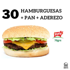 30 Hamburguesas “Paty” de 80grs con pan "fargo c / sesamo" + Aderezo - comprar online